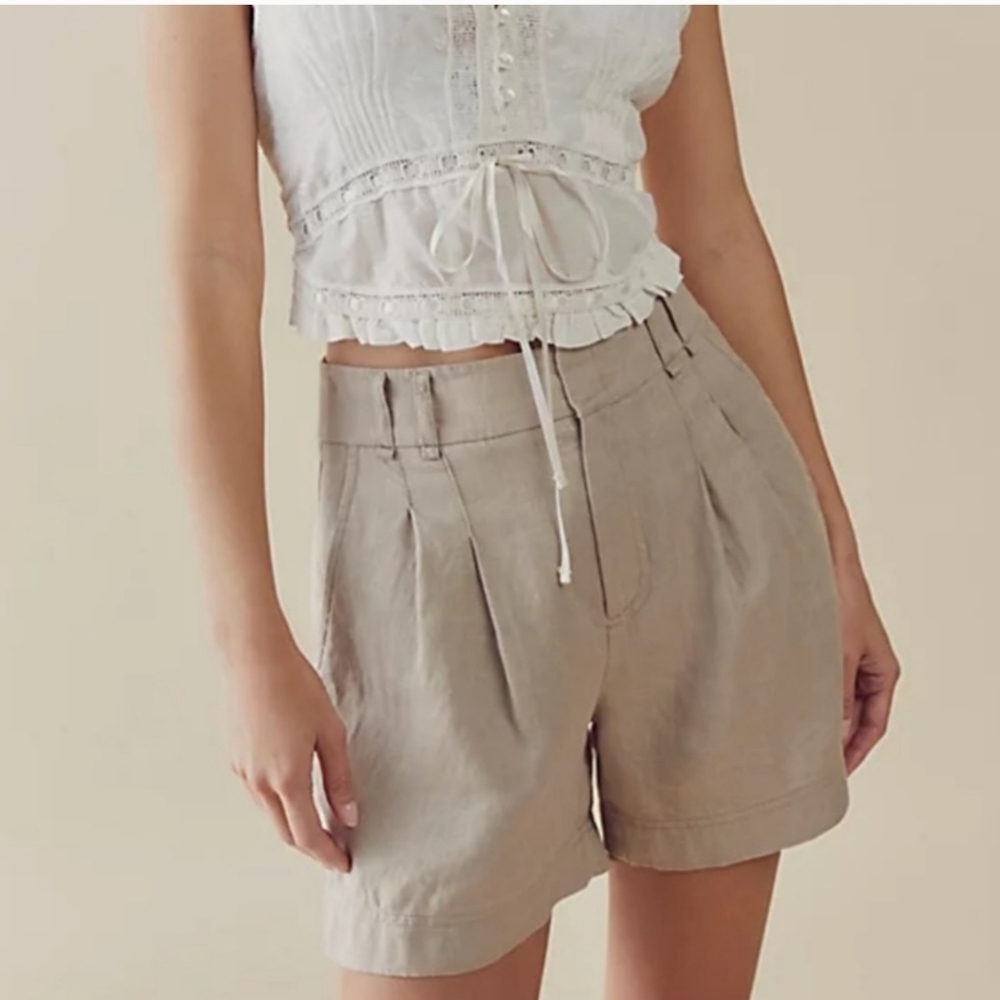 Free People Womens Size 2 Sand Chelsea Linen Short